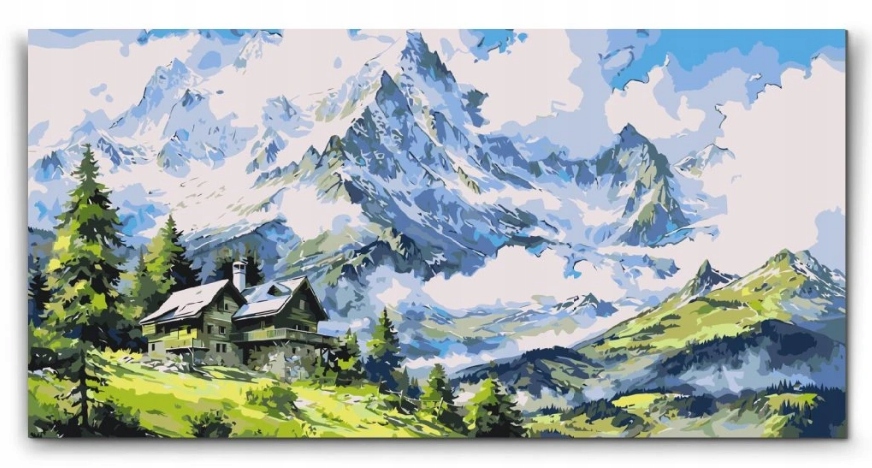 Malování Podle Čísel Krajina Hory Příroda Les Pole Velký 40x80 cm