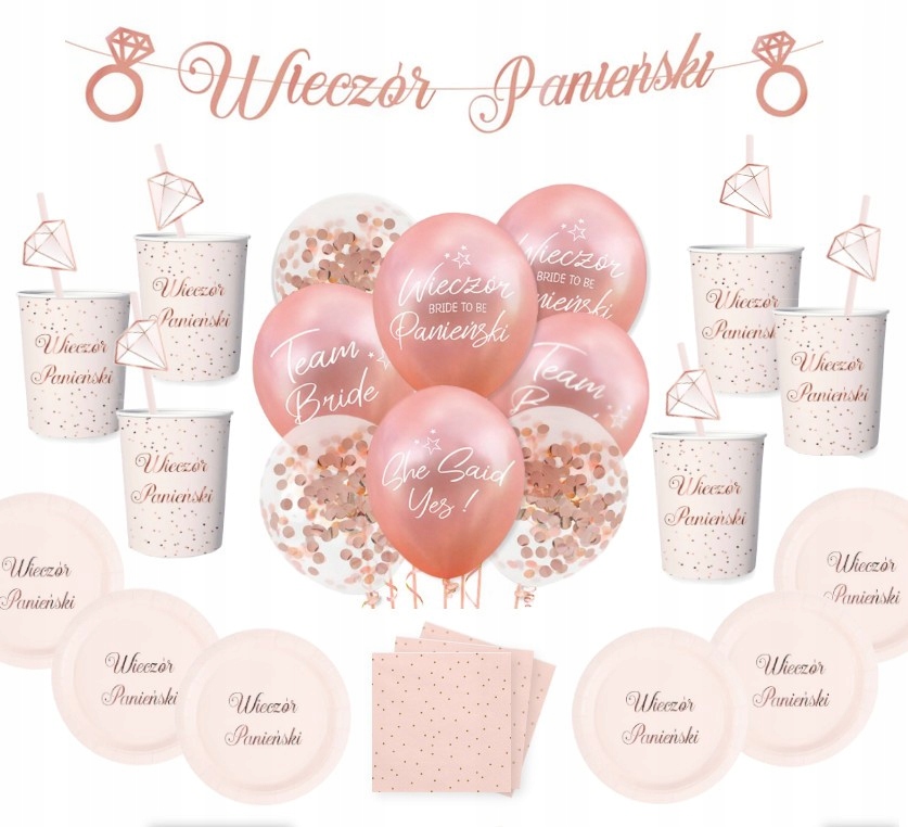 

Zestaw Wieczór Panieński balony rose gold ozdoby