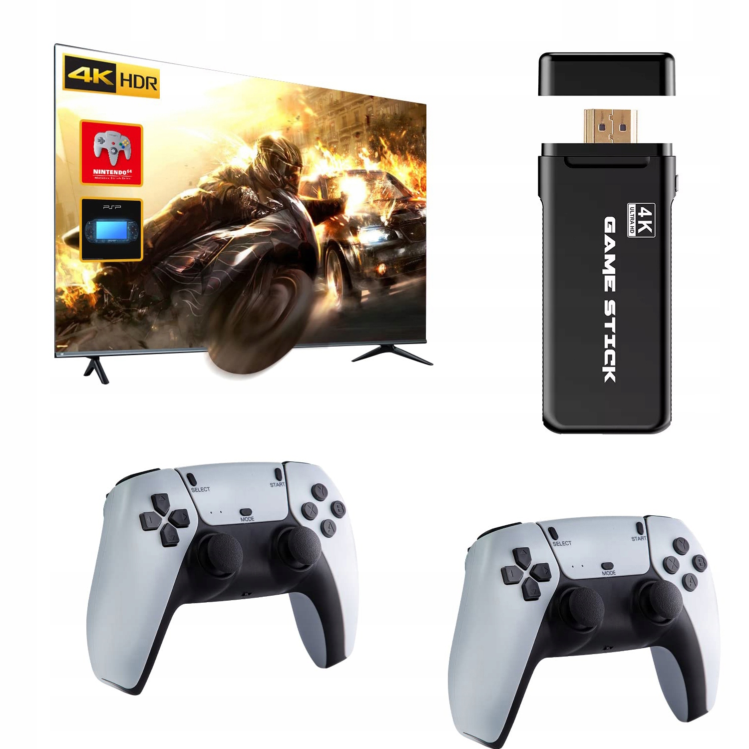 Konsola Retro Gra Telewizyjna Emulator 2 Pady Karta 64GB 20000 Gier