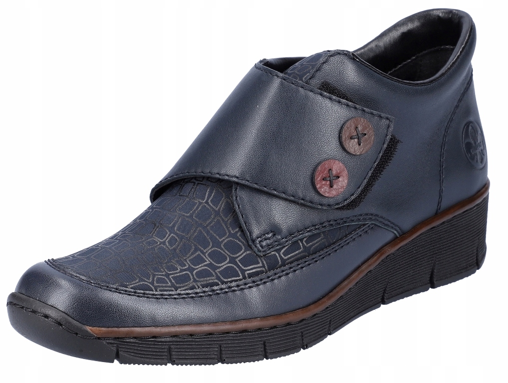 Rieker 53760-14 37 granatowe botki buty na rzepy