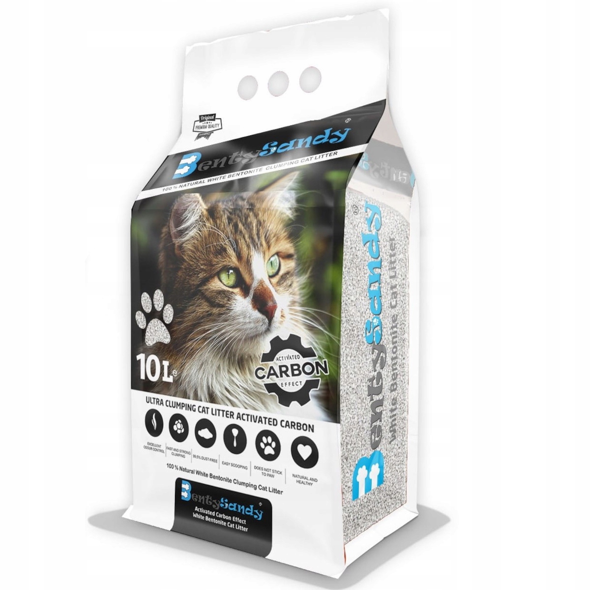 Levně Stelivo bílé bentonitové 10 l aktivní uhlí BentySand