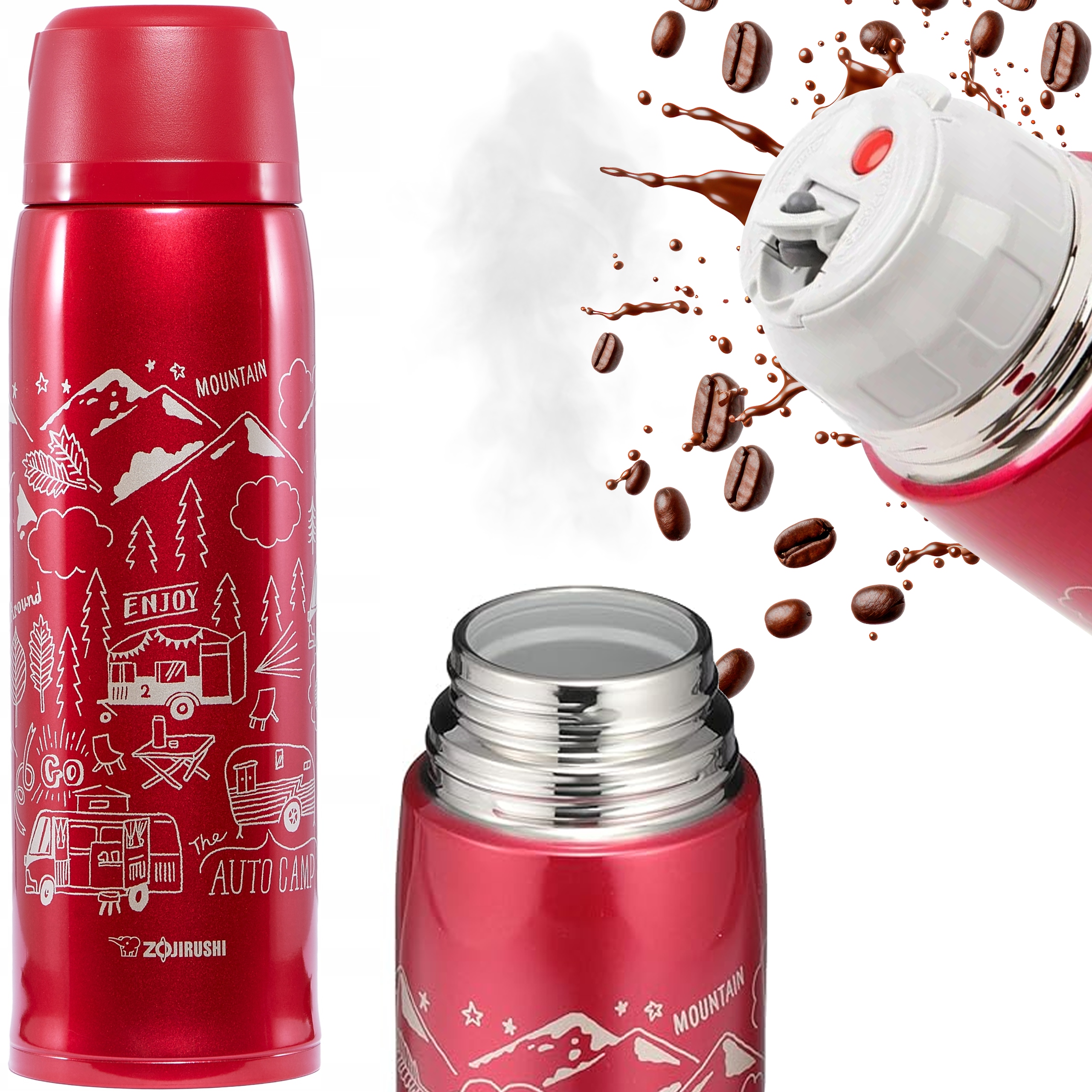 Termos do kawy herbaty lub herbaty Zojirushi Sj-js czerwony 1L