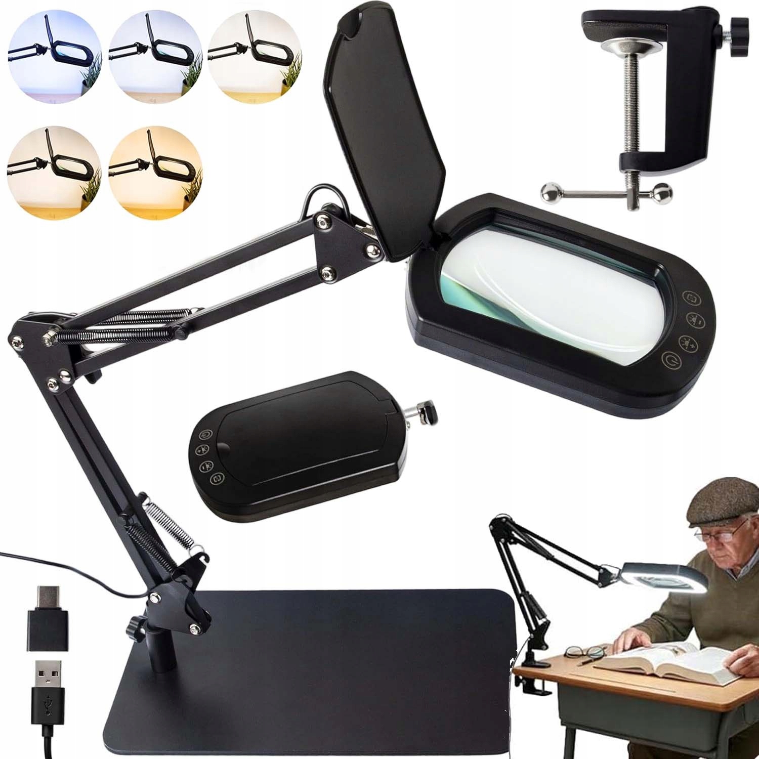 Lampa Lupa Kosmetická Led Lupa Nastavitelná Pro Čtení Stolní Lampa 10X