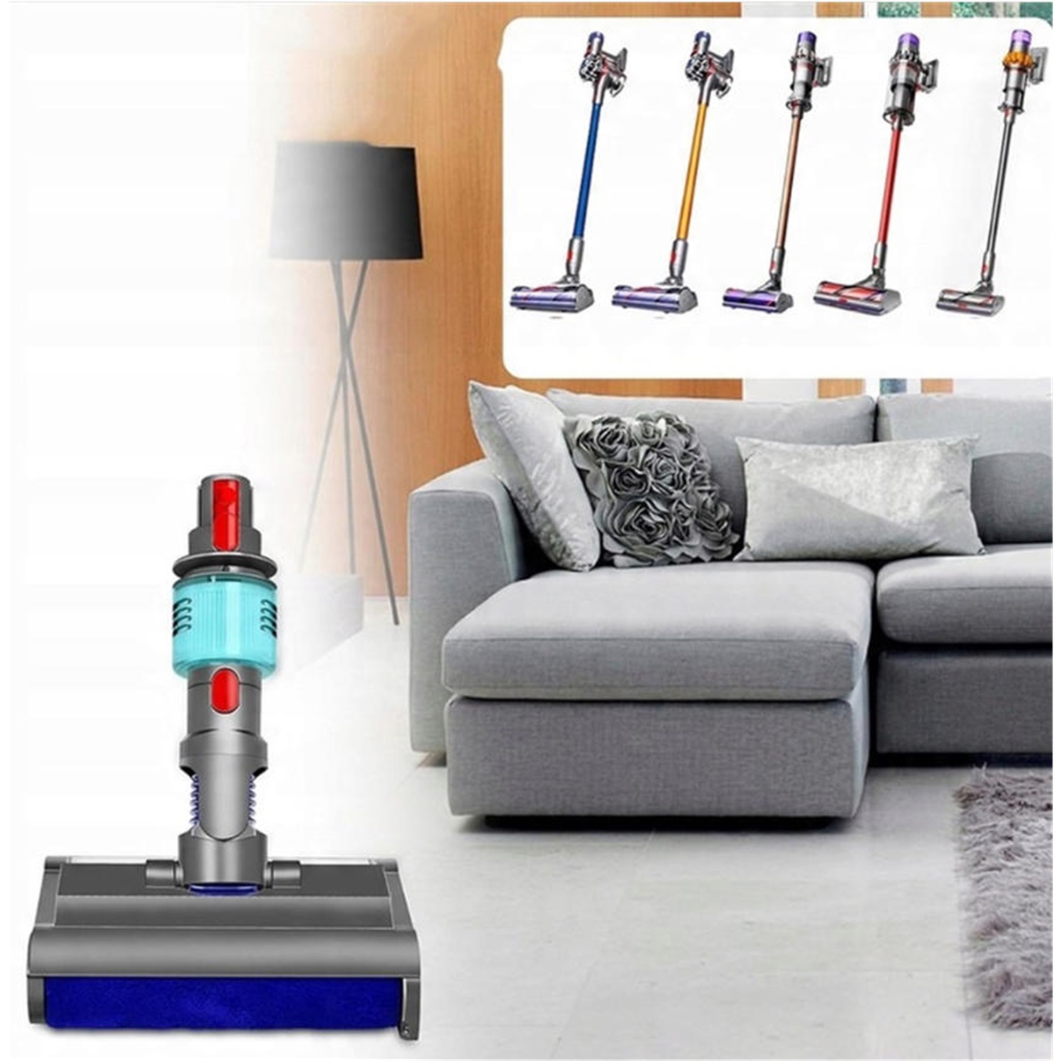 Podlahový kartáč pro Dyson V7 V8 V10 V11 V15 Mop S Led