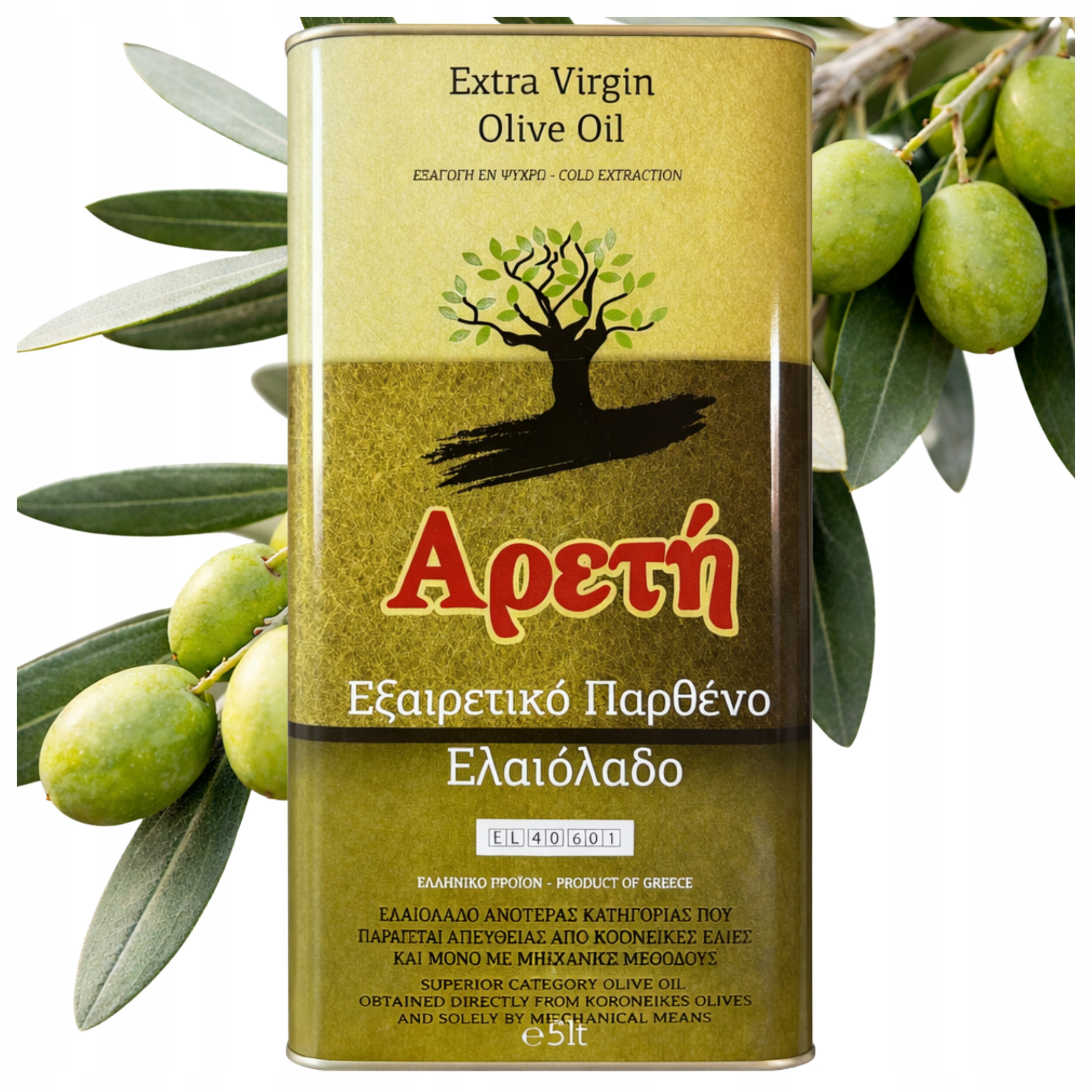 Extra Panenský Řecký Olivový Olej 5 L Areti Koroneiki Lisovaný Za Studena