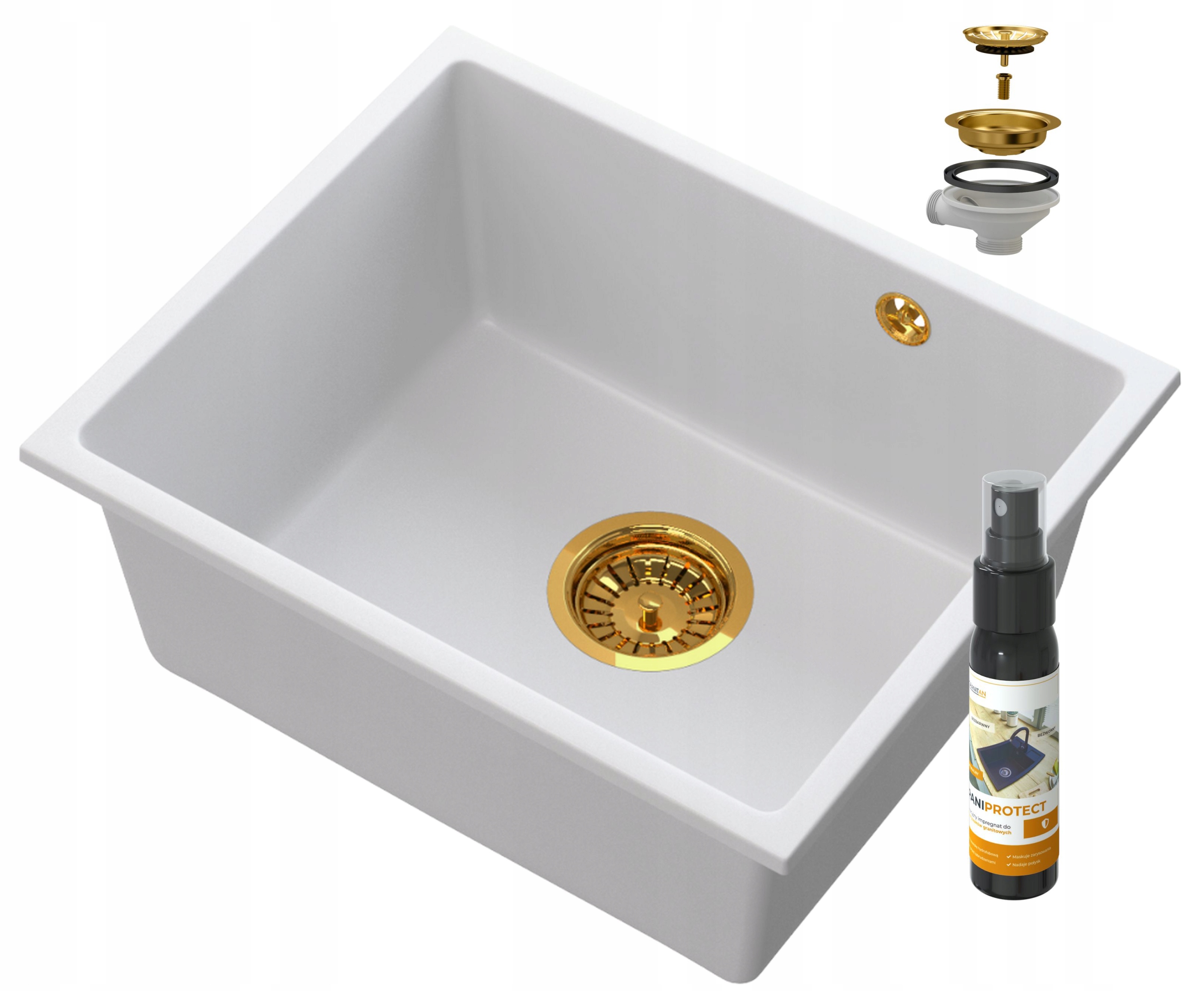 

Manado Biały Podblatowy Zlew Złoty Podwieszany 50