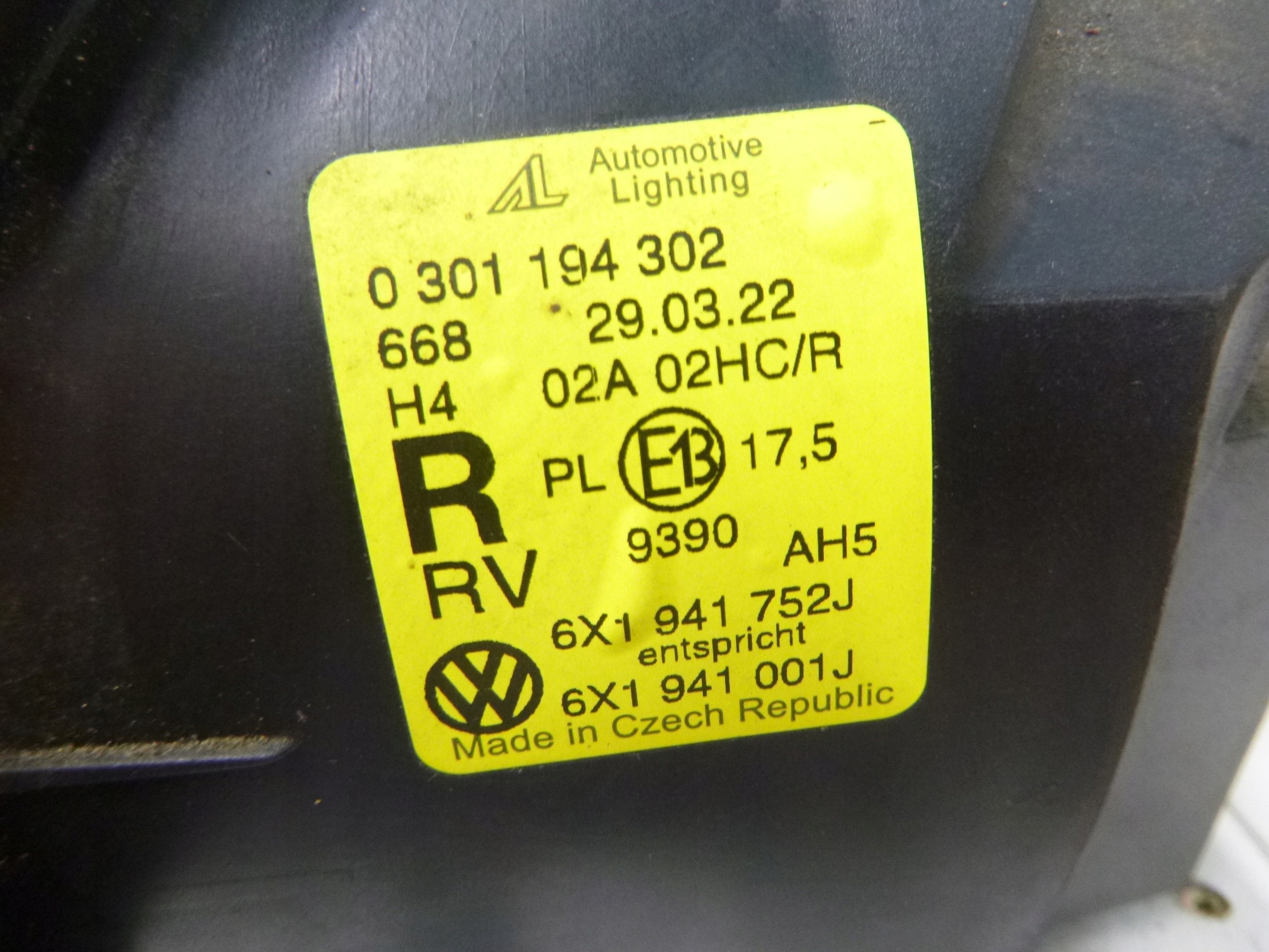 light reflektor front right VW Lupo 98-05 AL 6X1941752J OE EU
