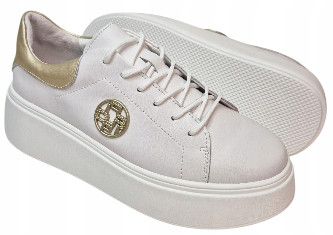 Filippo Bílá Zlato Creepersy kůže lico vel 37