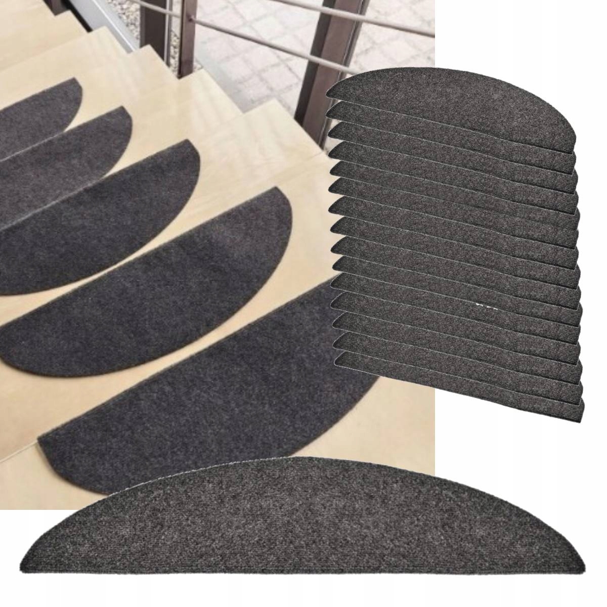 Nášlapy na schody 15 ks 65x25 cm antracit protiskluzové Dekor