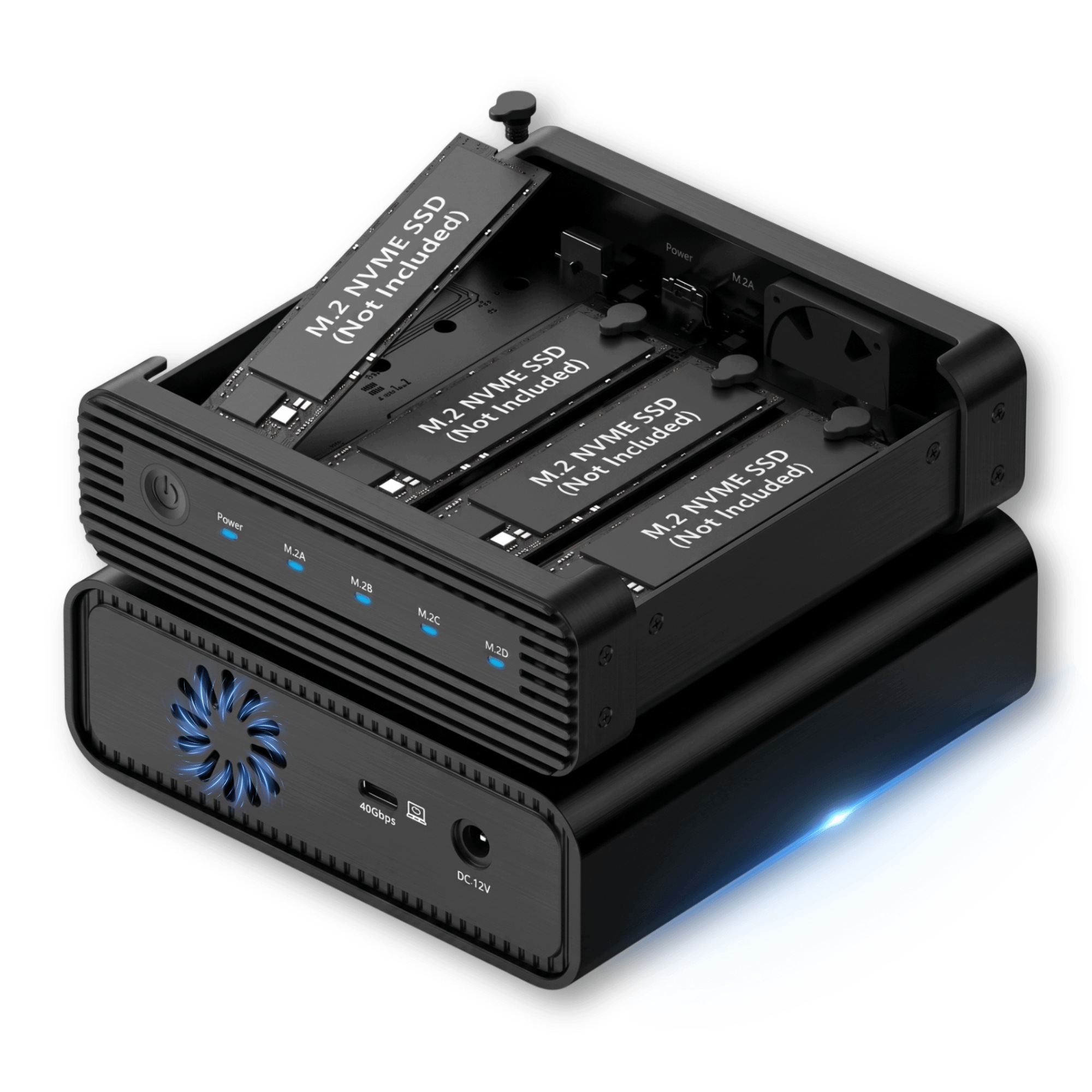 Kapsa Na Disk 4x Ssd M.2 NVMe 10Gbps Pouzdro M2 Usb-c Ventilátor Matice