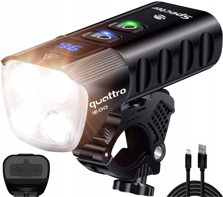 

Oświetlenie rowerowe lampka quattro 1600 lm Usb