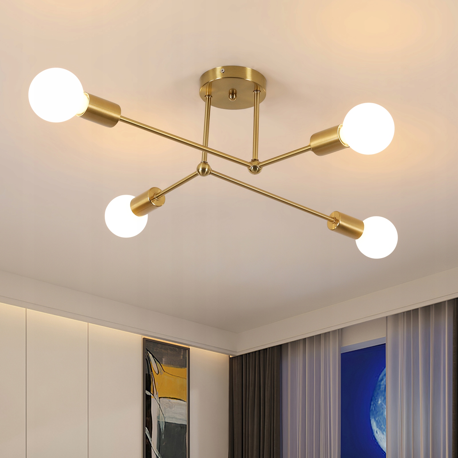 Zyrandol E27 Lampa Wiszaca Złoty Loft Retro Nowoczesna Do Salonu