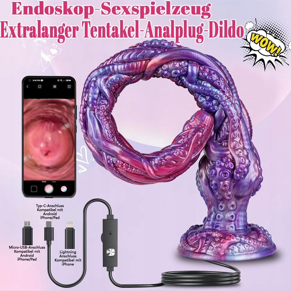 FANTASIE Silikon Dildo 50cm Przyssawka Endoskop Stymulacja G-Punktu — miniatura 2