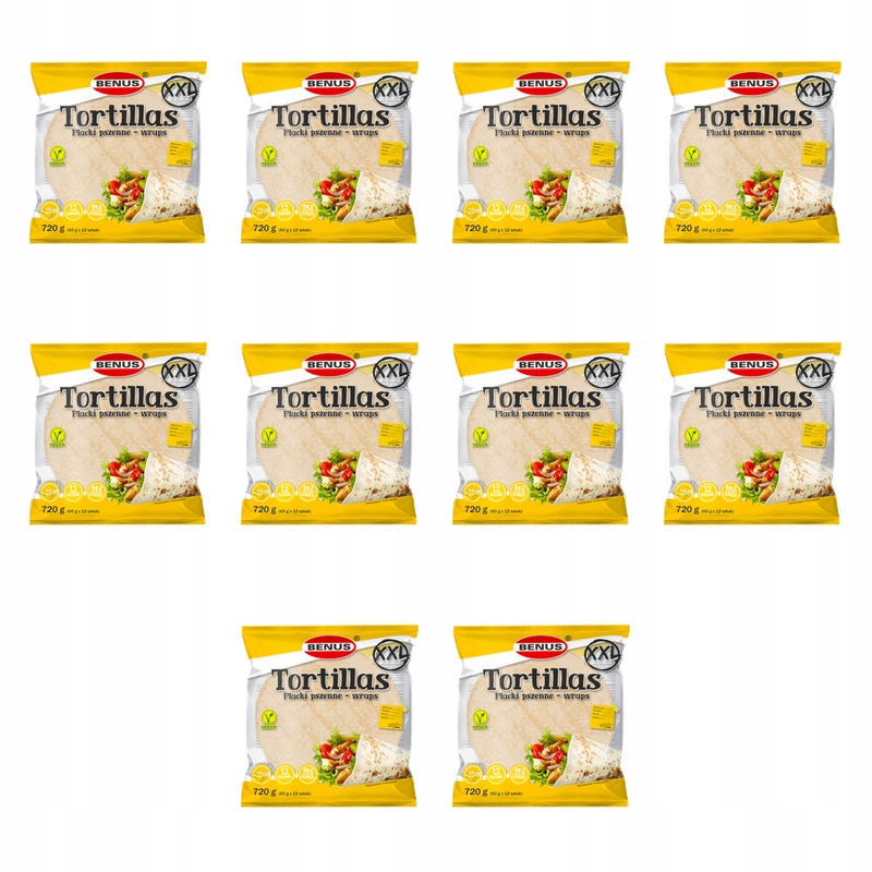 Benus Tortillas XXL Pšeničné placky wraps 720 g (60 g x 12 ks) X10