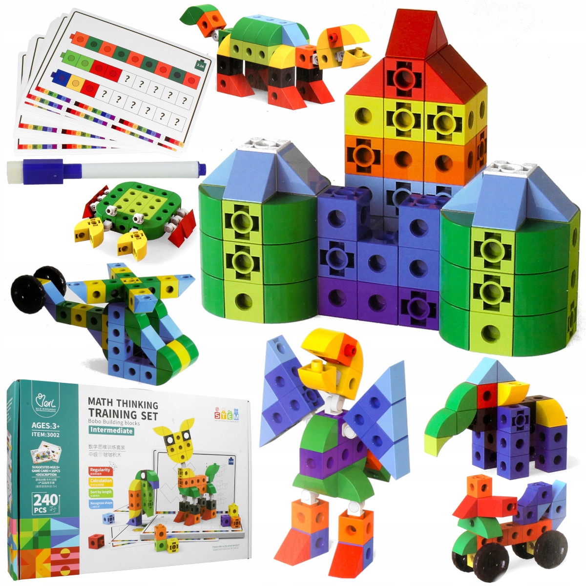 

Kolorowe Klocki Konstrukcyjne Duży Zestaw 240 Elem