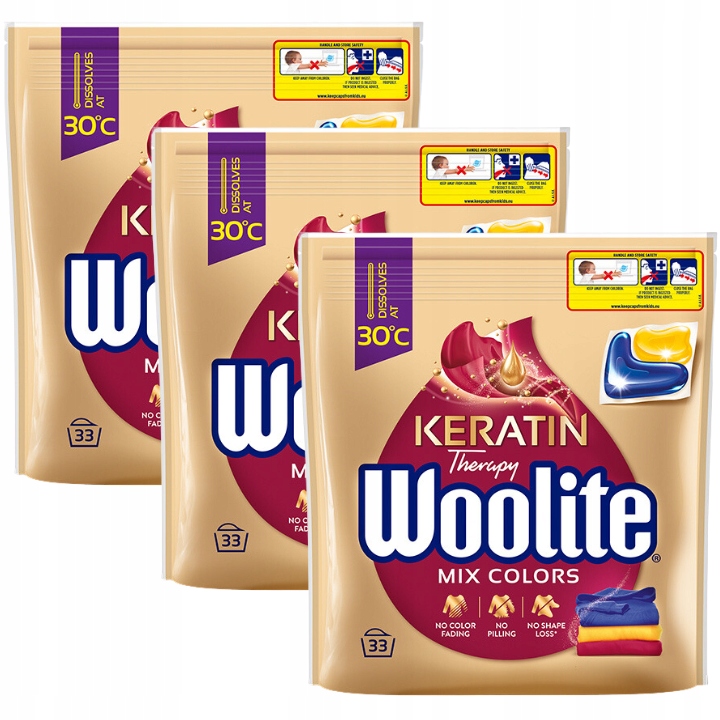 Levně Woolite Kapsle na praní barev 33 x3 (99 kusů)