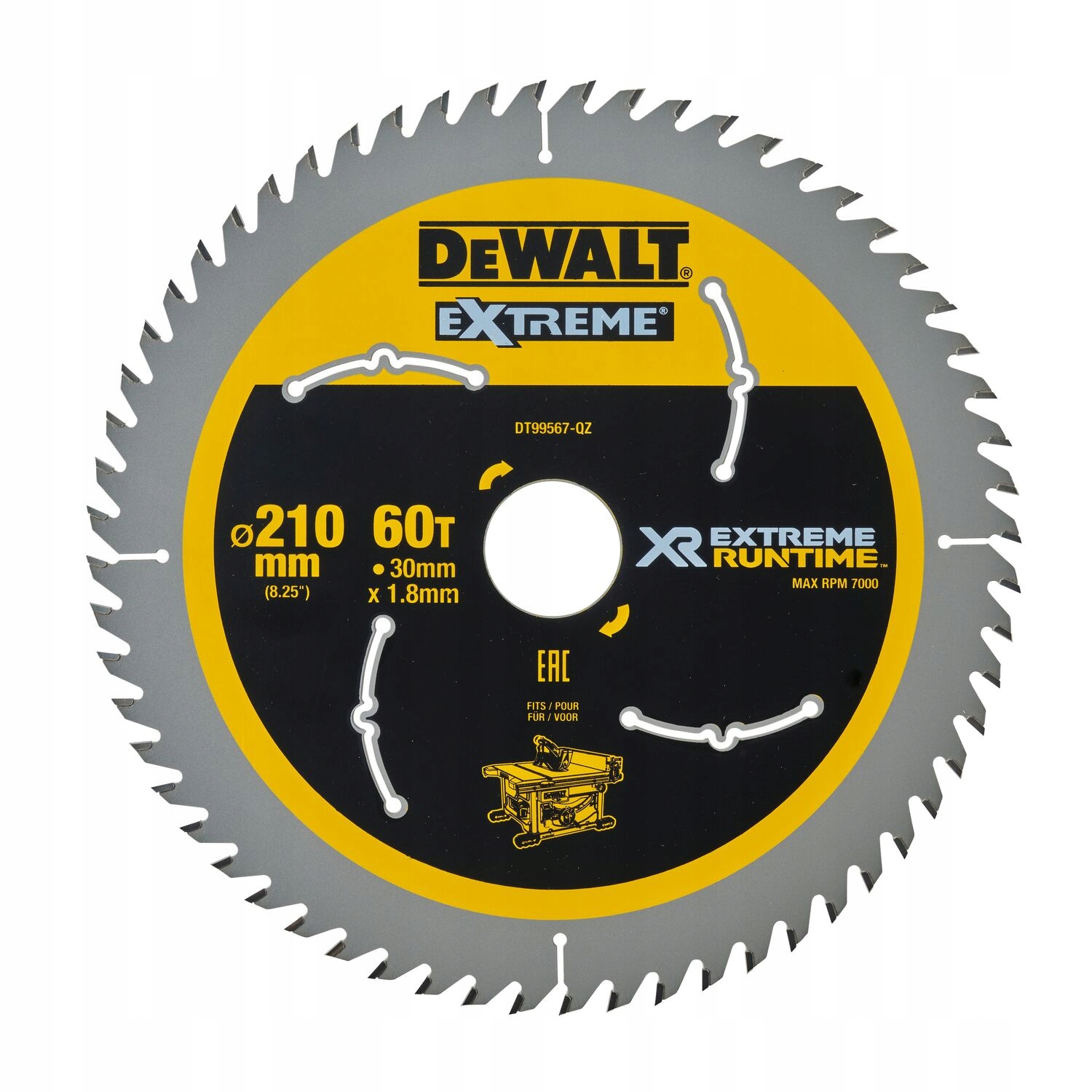 Dewalt DT99567 Tarcza Tnąca Do Drewna 210X30X1,8 MM 60T Do Piły DCS7485