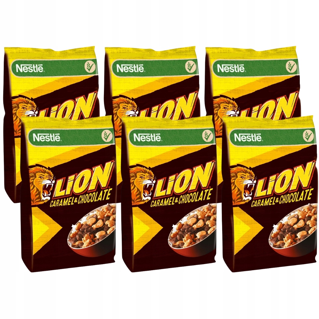 Nestle Lion Płatki śniadaniowe karmel czekolada 6x 450g