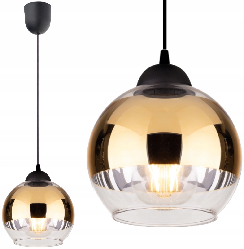 

Szklana Lampa Wisząca Sufitowa Złote Kule Led