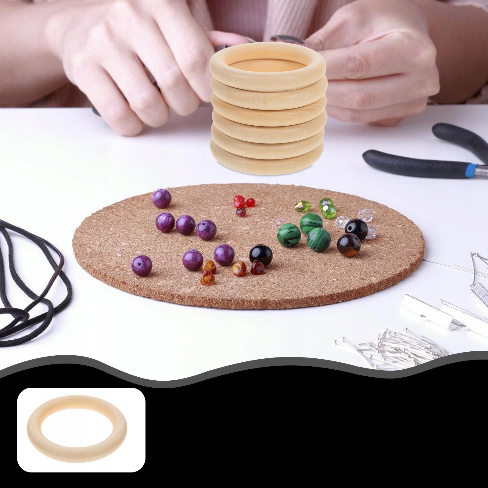 PIERŚCIEŃ DREWNIANY PIERŚCIEŃ DIY NIEDOKOŃCZONY Materiał inny