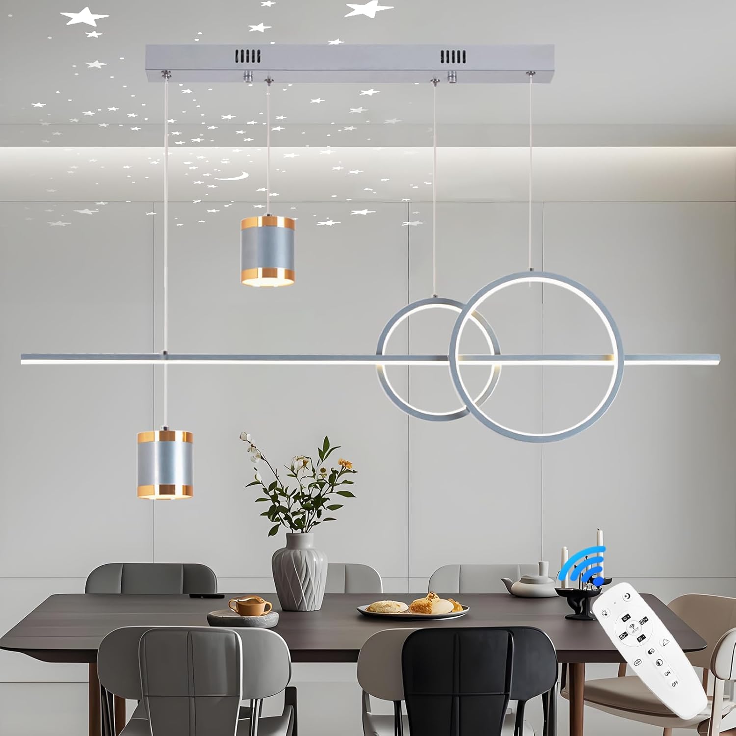 Moderná závesná Led lampa Qiaomao – 49 W Efekt hviezdnej oblohy Diaľkový Ovládač