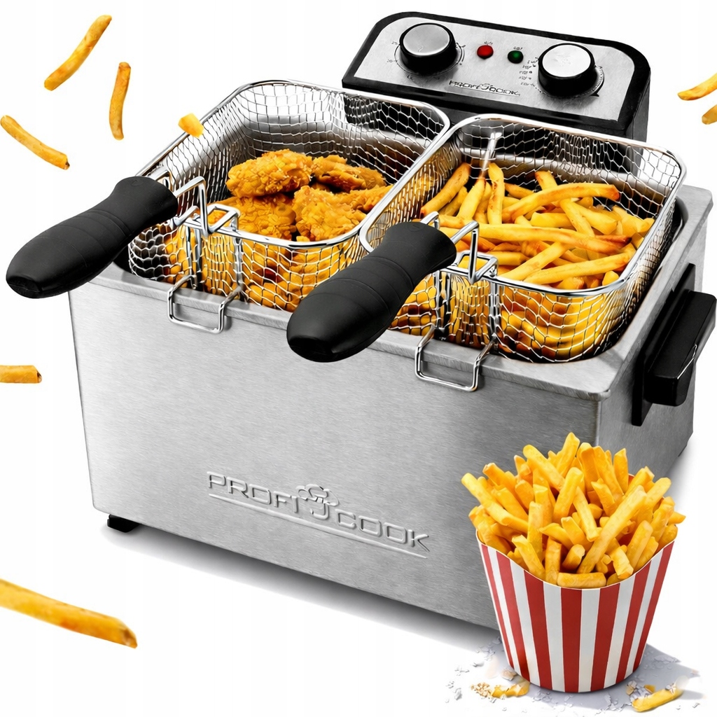 Frytkownica Olejowa Duża Podwójna 5L Frytownica Tradycyjna 3000W Mocna