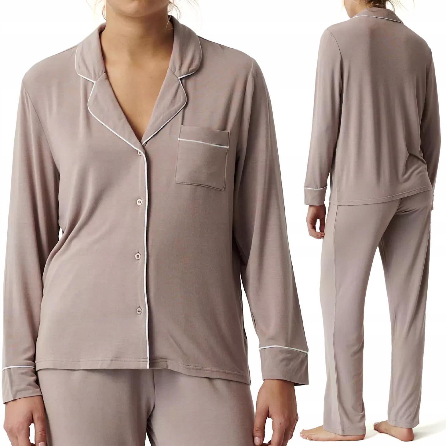 Elegantní dámské dlouhé pyžamo z Modalu s košilí Atlantic NLP-495 XL