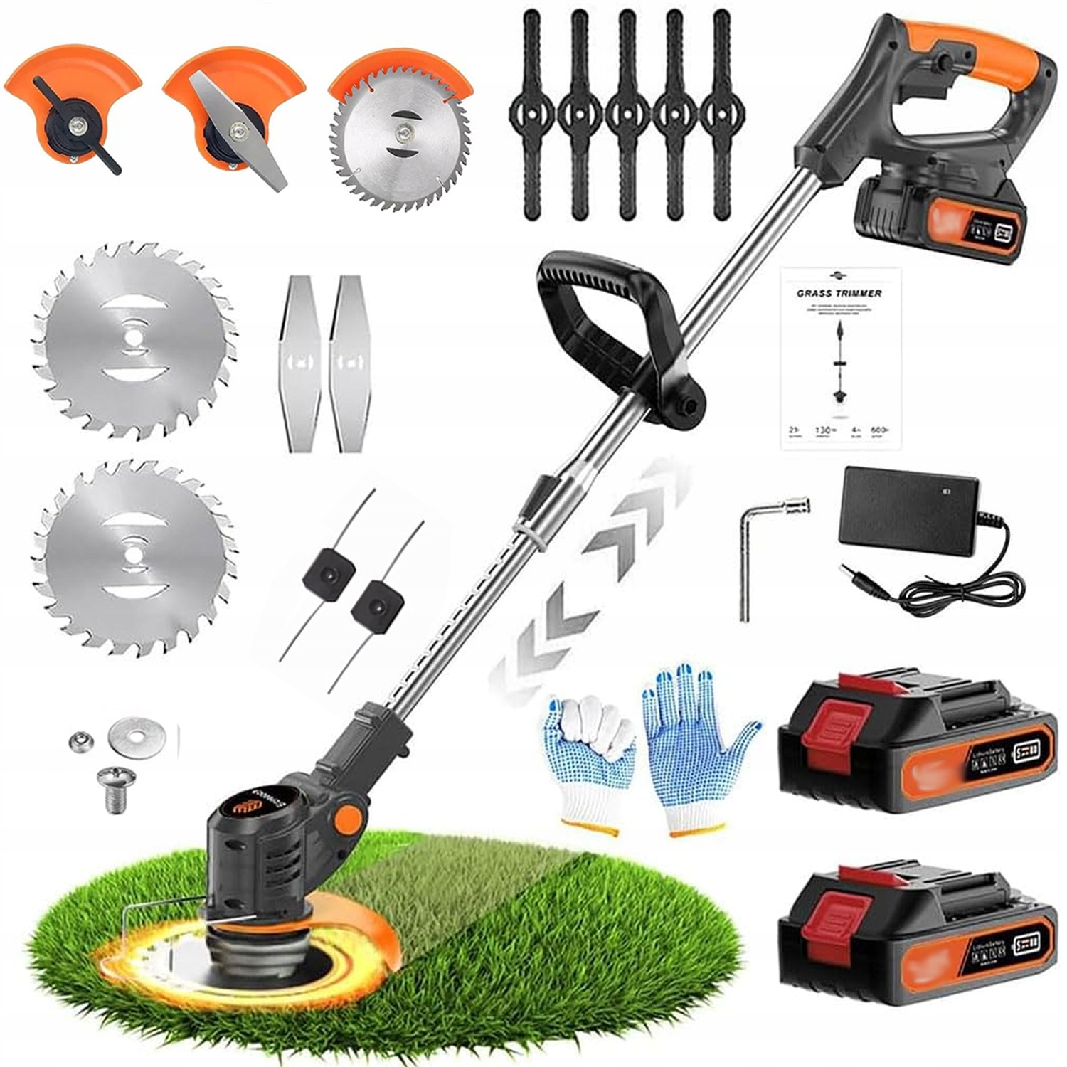 Podkaszarka Akumulatorowa Kosa Wykaszarka Na Kołach Do Trawy Żyłki +ostrza