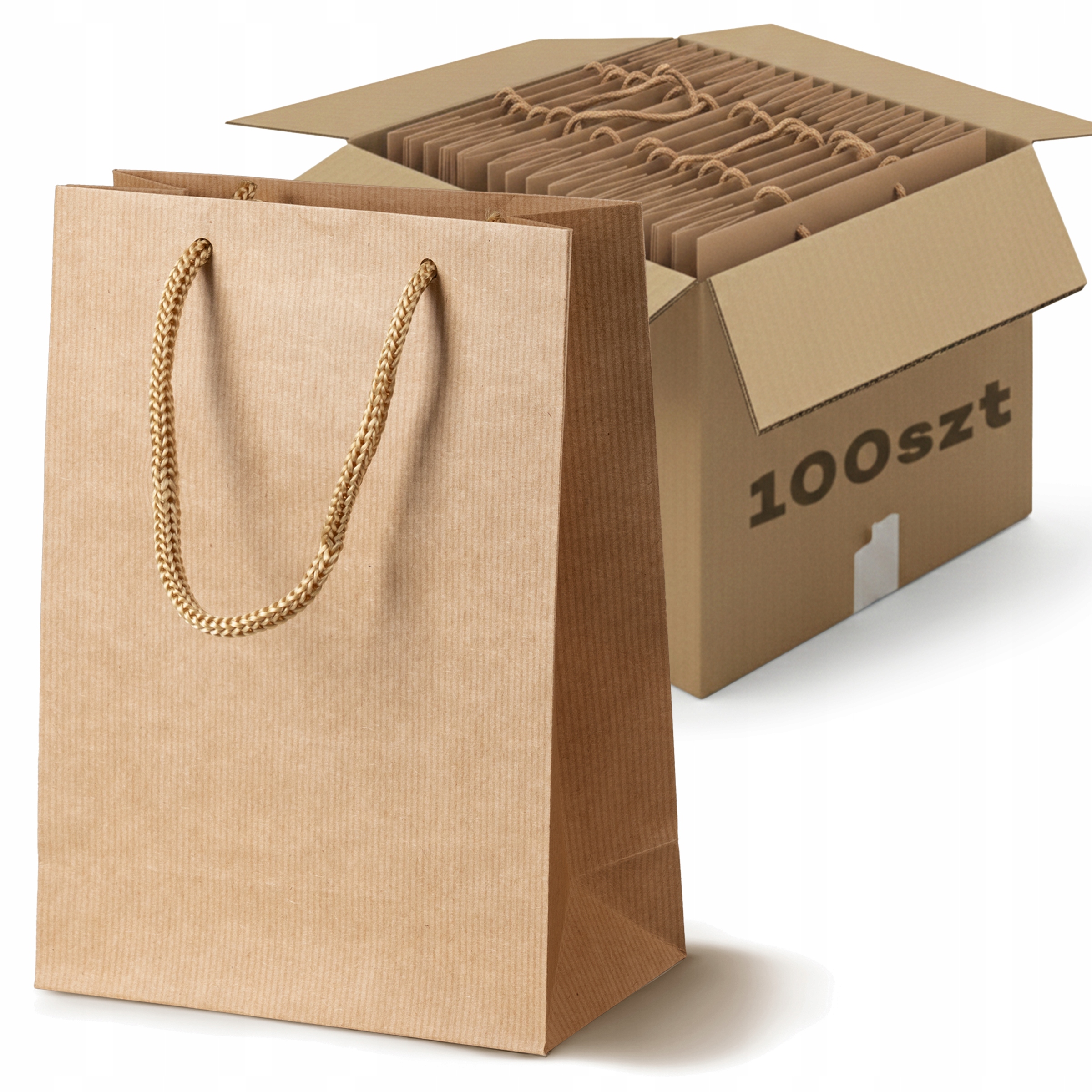 Torby Papierowe Prestige 17x7x21cm Brązowe 130 Torebki Zakupowe 100 szt.