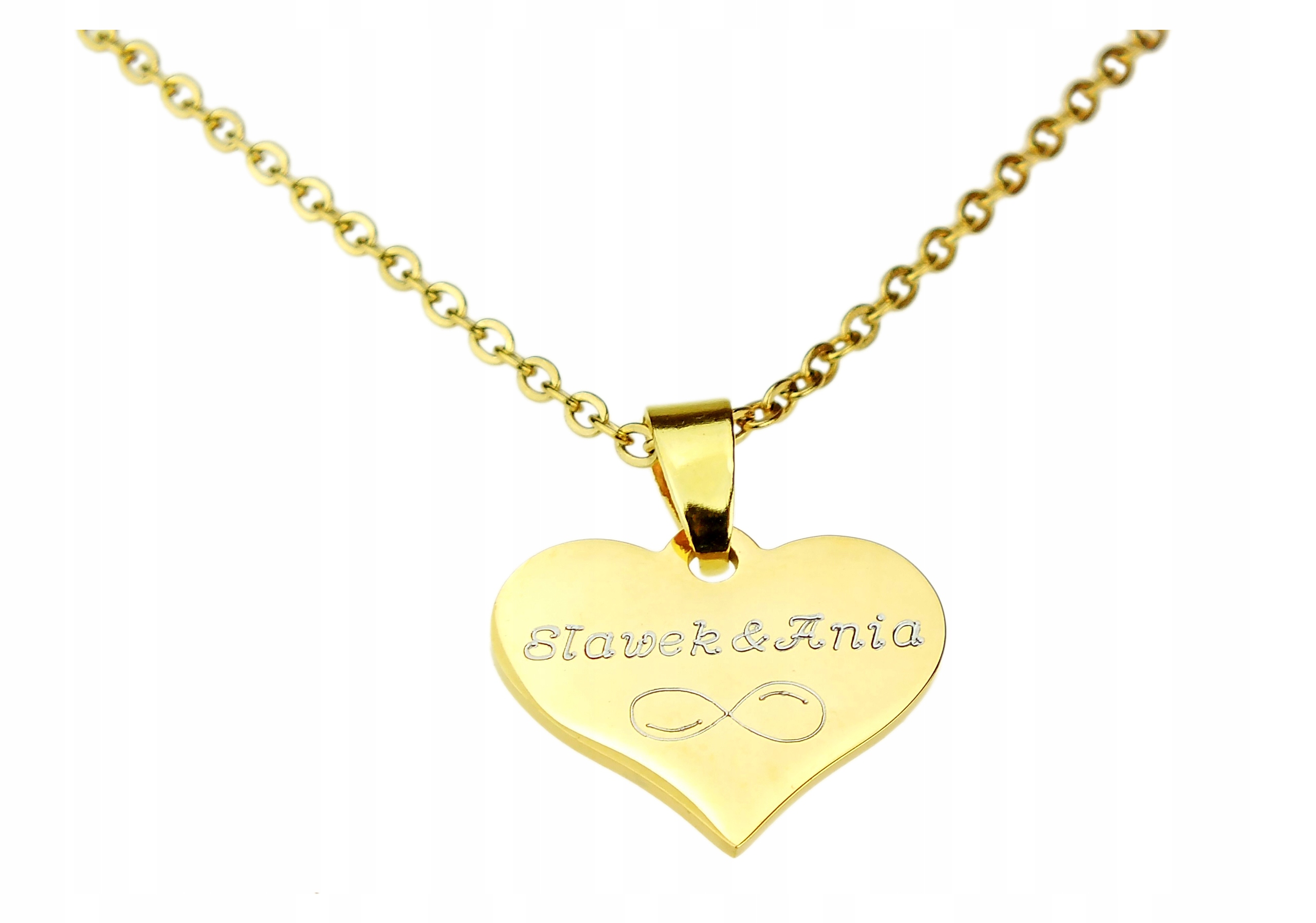 

Naszyjnik Serce Złoty Stal 316L Twój Grawer
