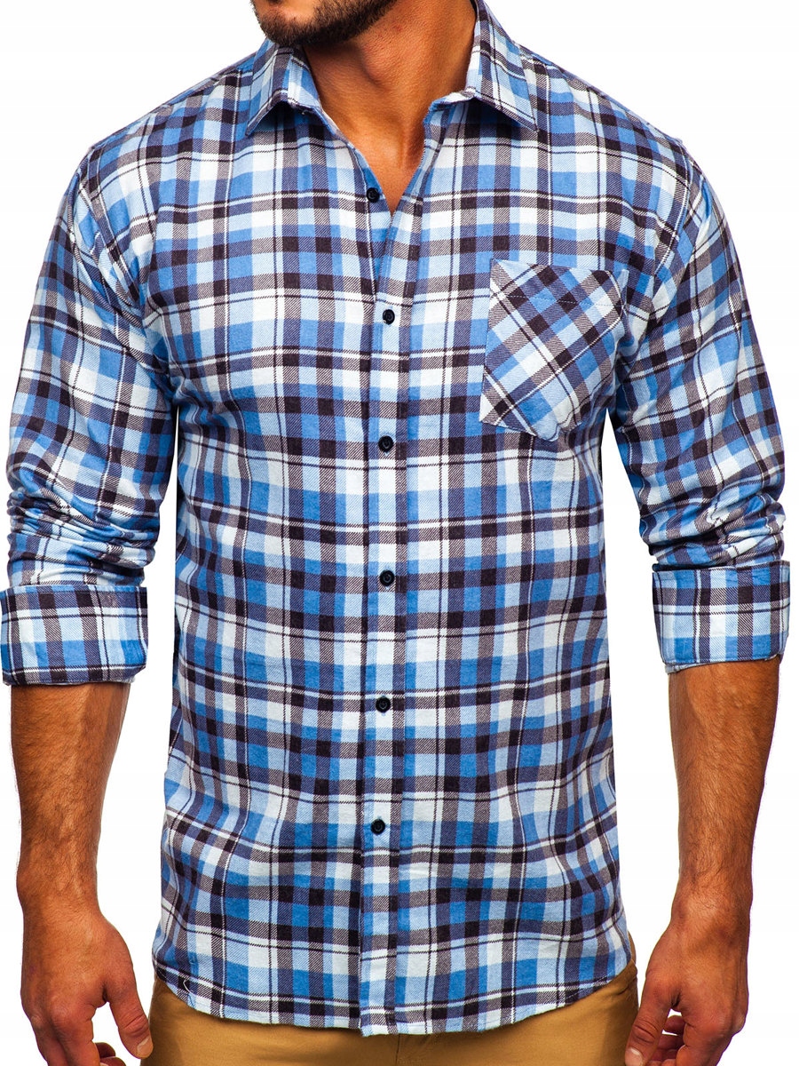 

Koszula W Kratę Flanelowa Niebieska F1 DENLEY_2XL