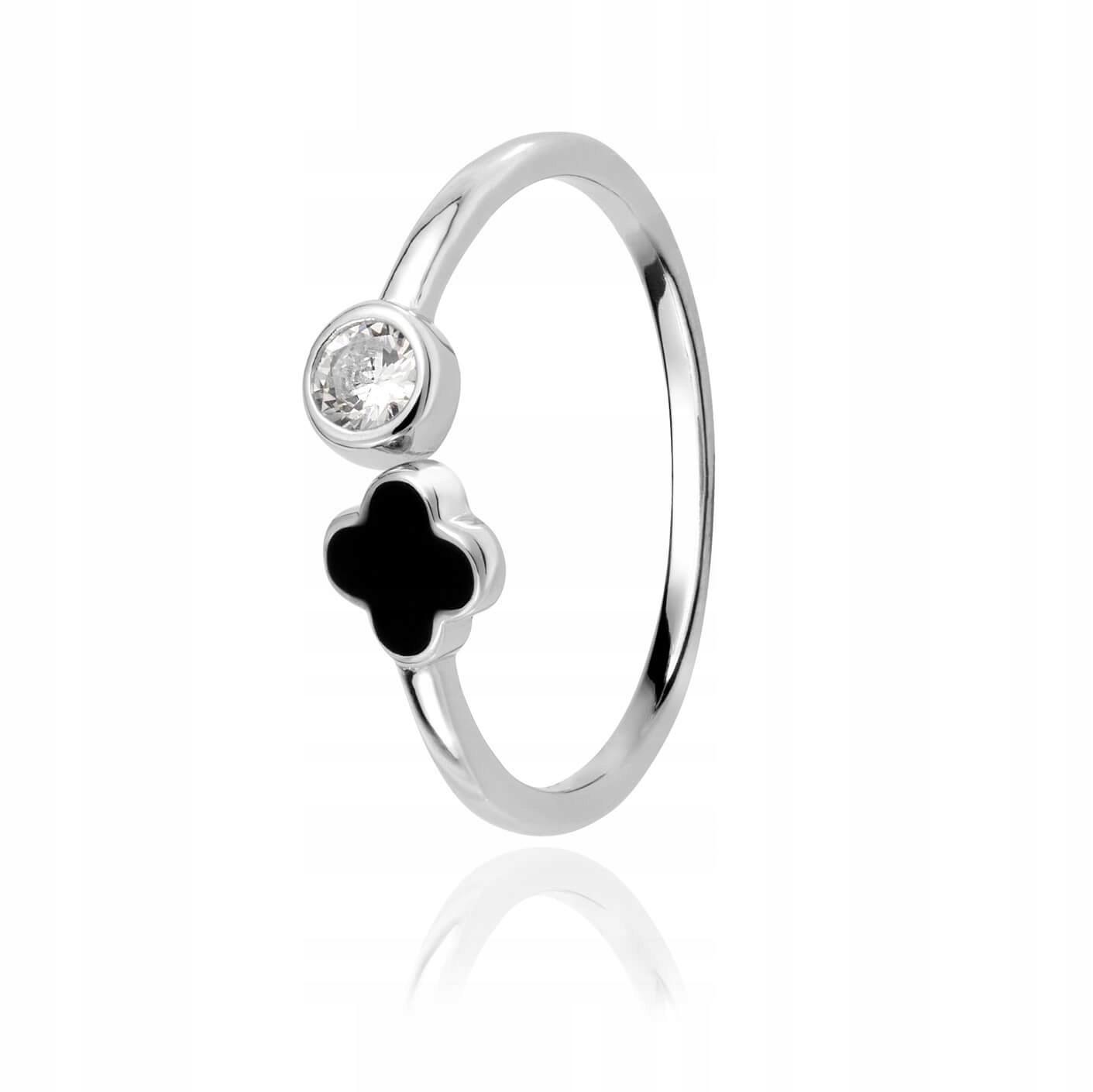 

Srebrny pierścionek koniczyna i cyrkonia 11 Sadva