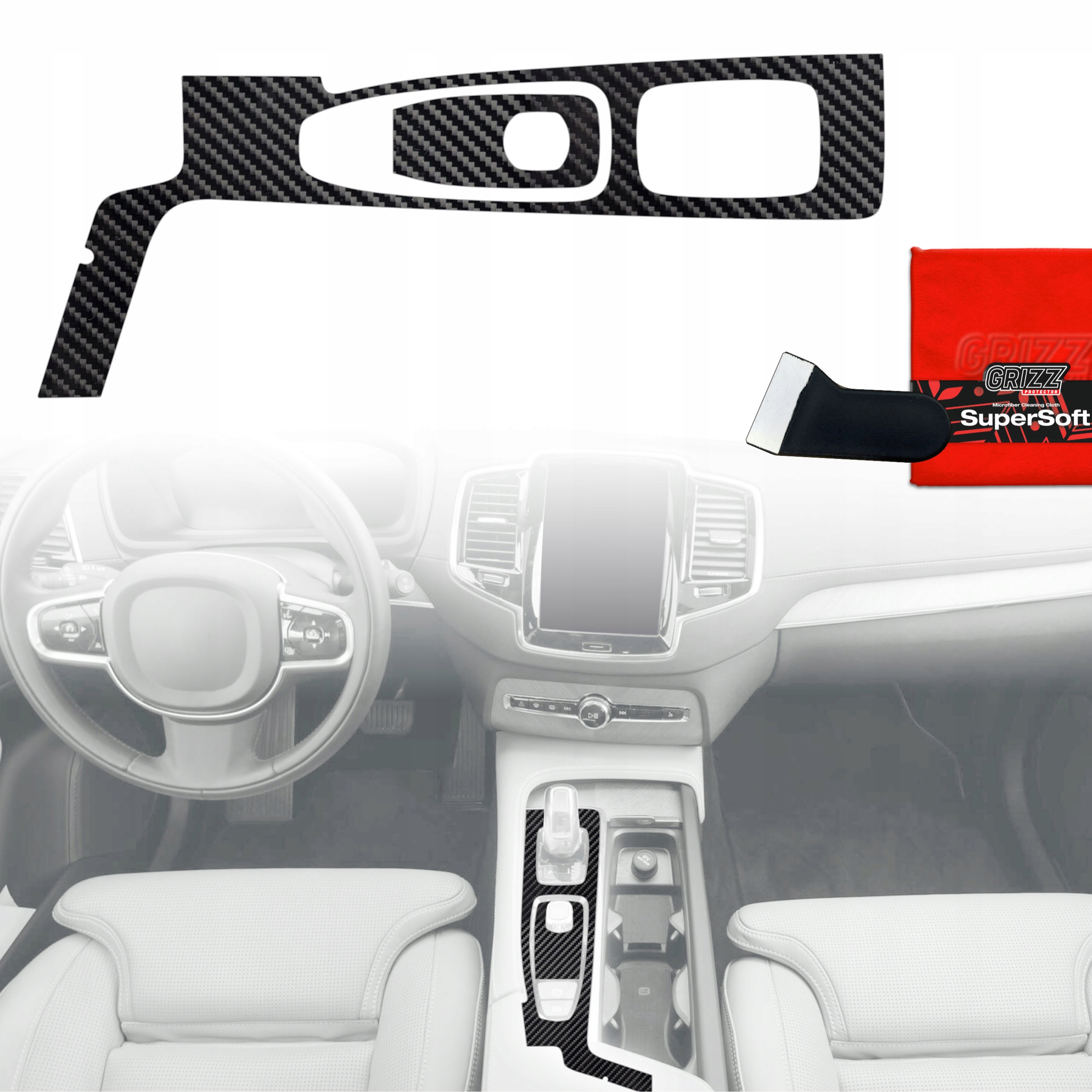 Fólie do interiéru Volvo XC90 T8 (2021-2022) Grizz 2v1 Karbonová lesklá