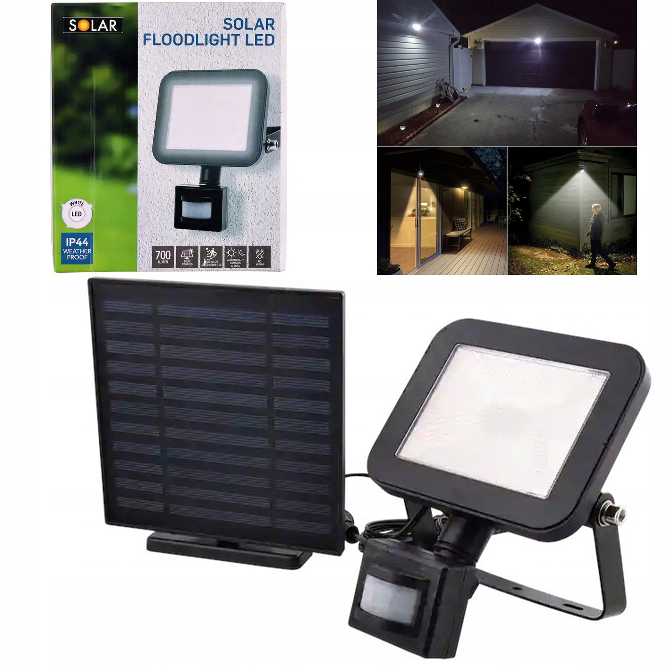 

Lampa Solarna Ścienna Reflektor Czujnik Ruchu Led