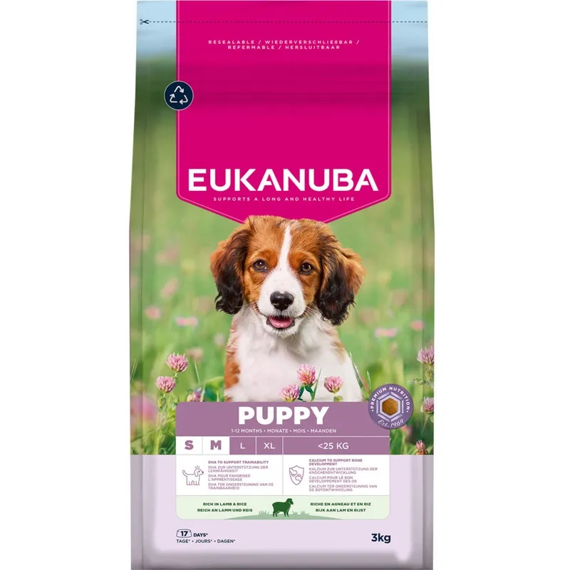 Levně Eukanuba Puppy S M Lamb Rice pro štěňata 12 kg