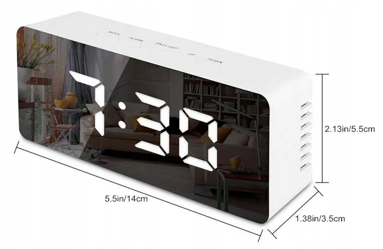 ZEGAREK ELEKTRONICZNY STOJĄCY BUDZIK ALARM DATA TERMOMETR LUSTRO LED ZEGAR Materiał dominujący inny