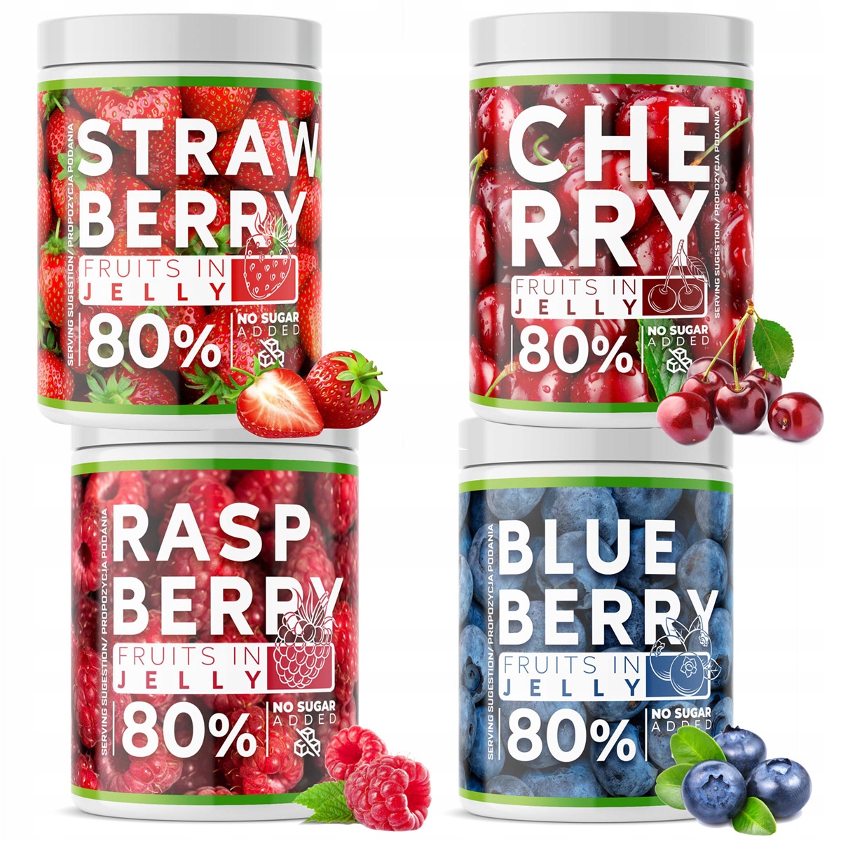 Frużeliny Višeň jahoda borůvkové Sada džemů bez cukru 2 kg