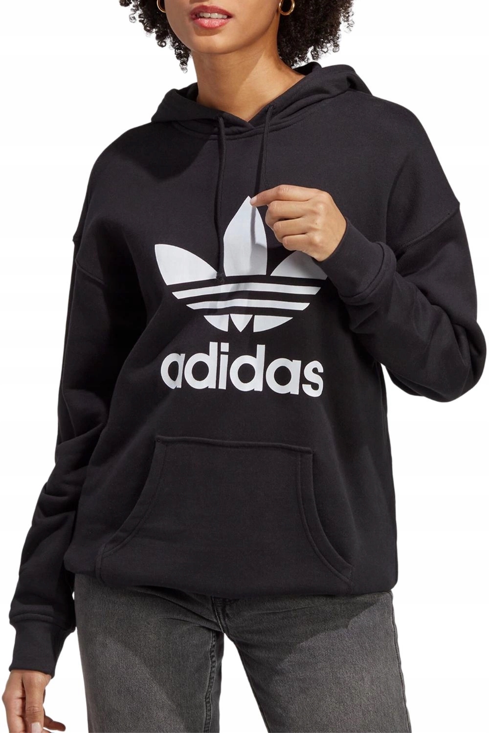 Dámská Mikina Adidas Trf Hoodie, klasická černá s kapucí logem, vel. 34