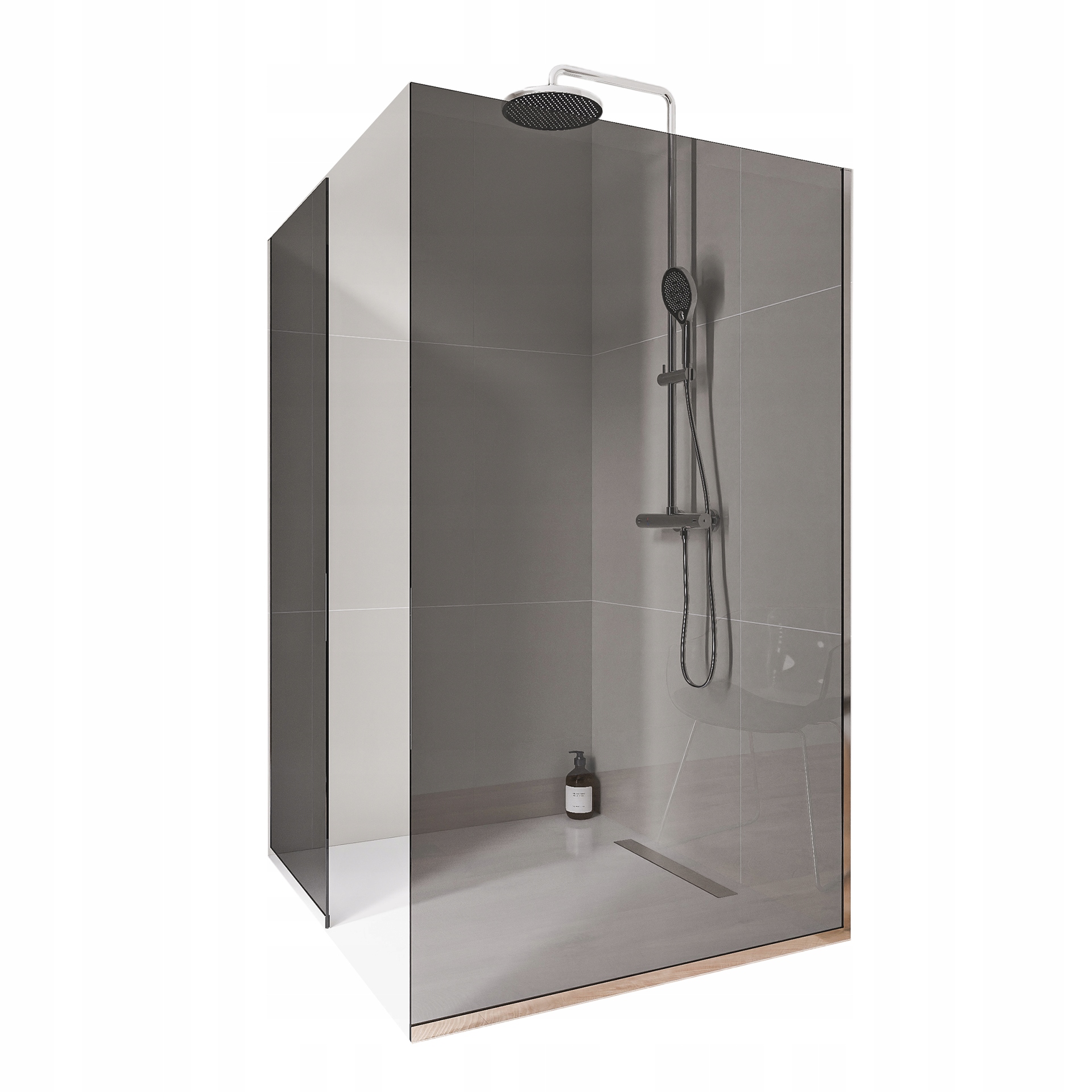 Kabina prysznicowa Walk-In 2 ścianki i profil podłogowy chrom 80x100cm