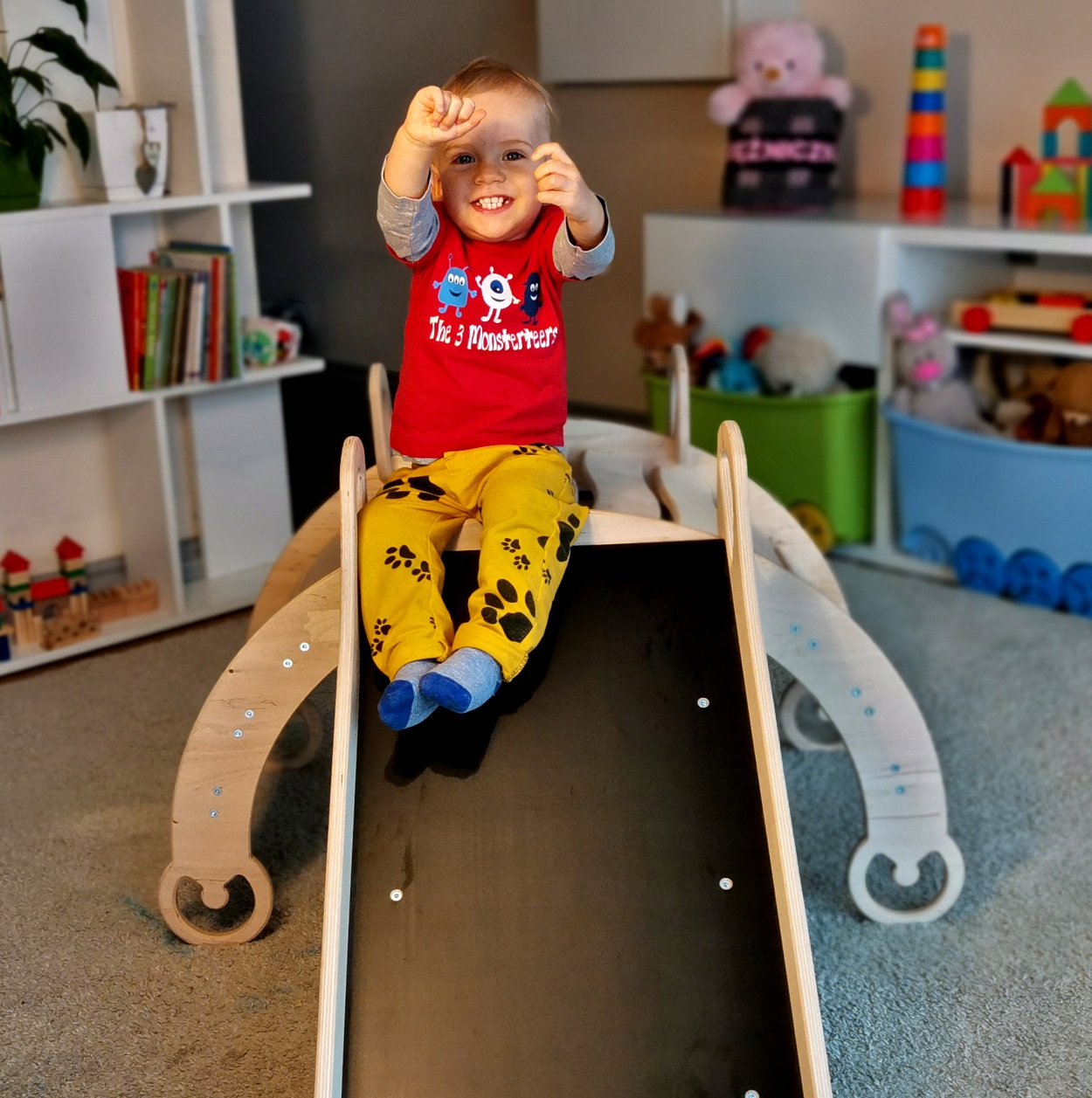 BUJAK DREWNIANY + ZJEŻDŻALNIA+ŚCIANKA WSPINACZKOWA Płeć chłopcy dziewczynki