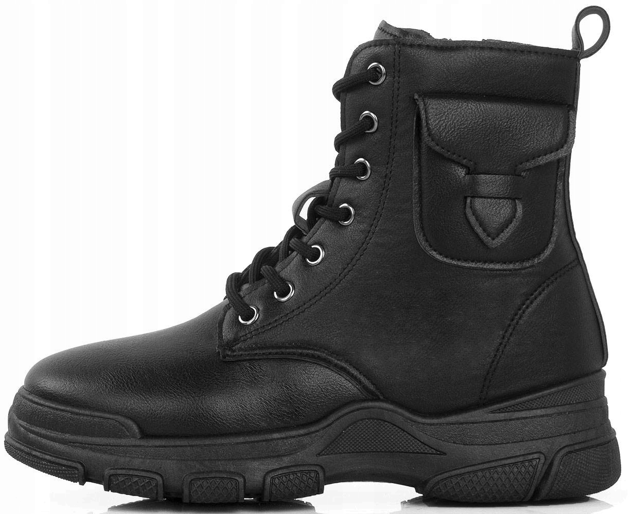 6890 CZARNE BOTKI NA PLATFORMIE EKOSKÓRA 37 Marka inna