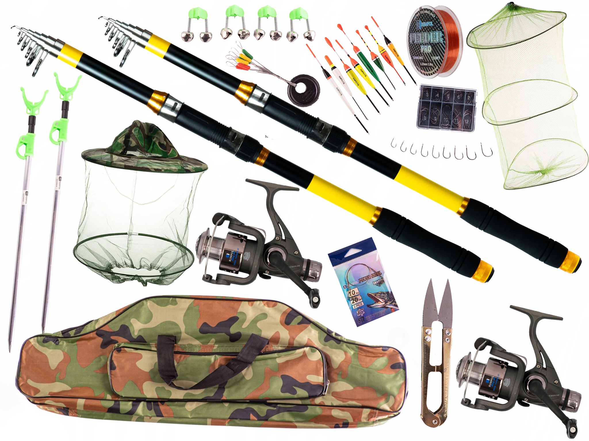 Rybářský Splávkový Set 2X Prut 2,1 M Tele 2X Naviják Tucson 2000