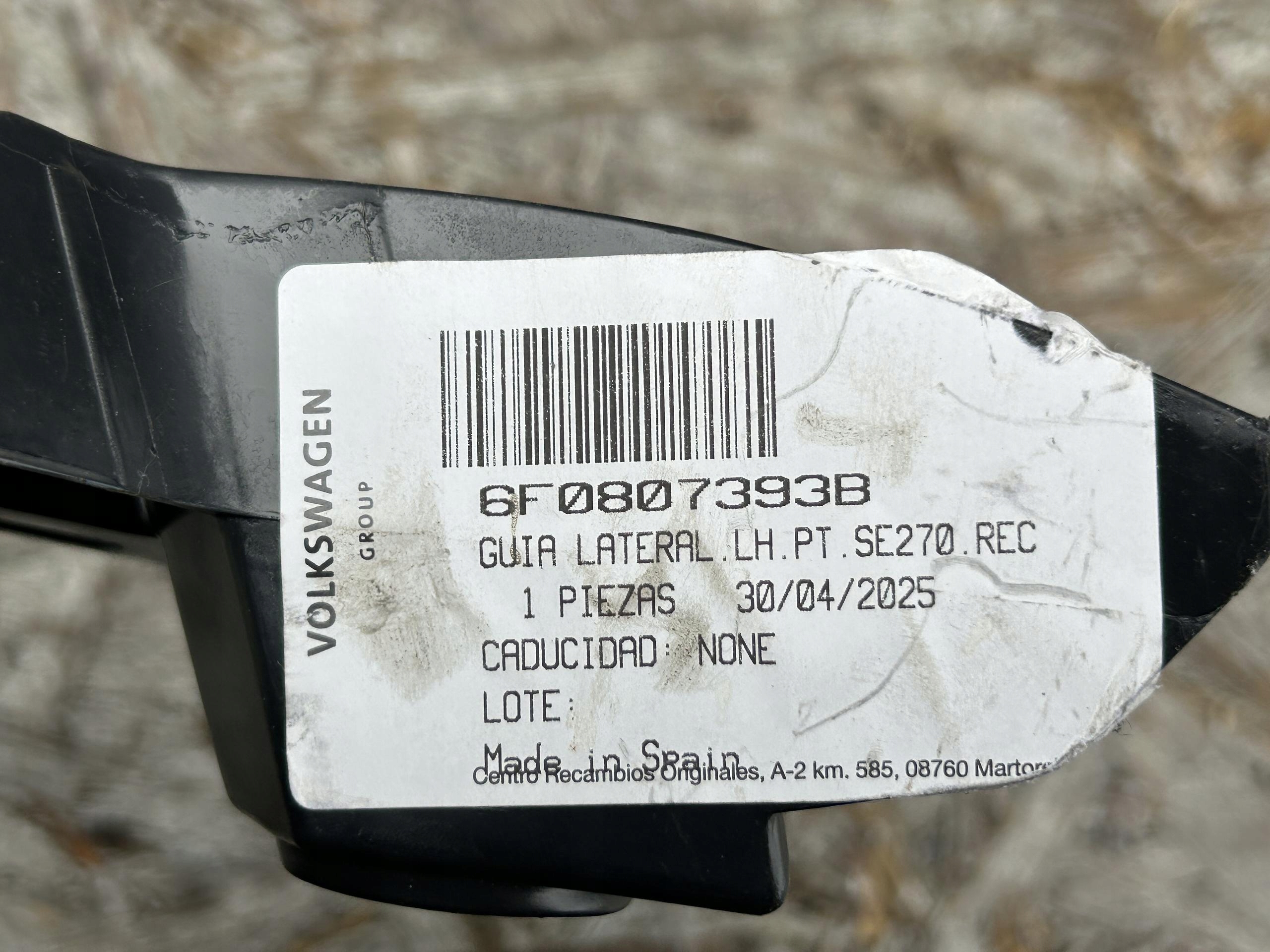 bumper bracket left rear part SEAT IBIZA V 6F0807393B