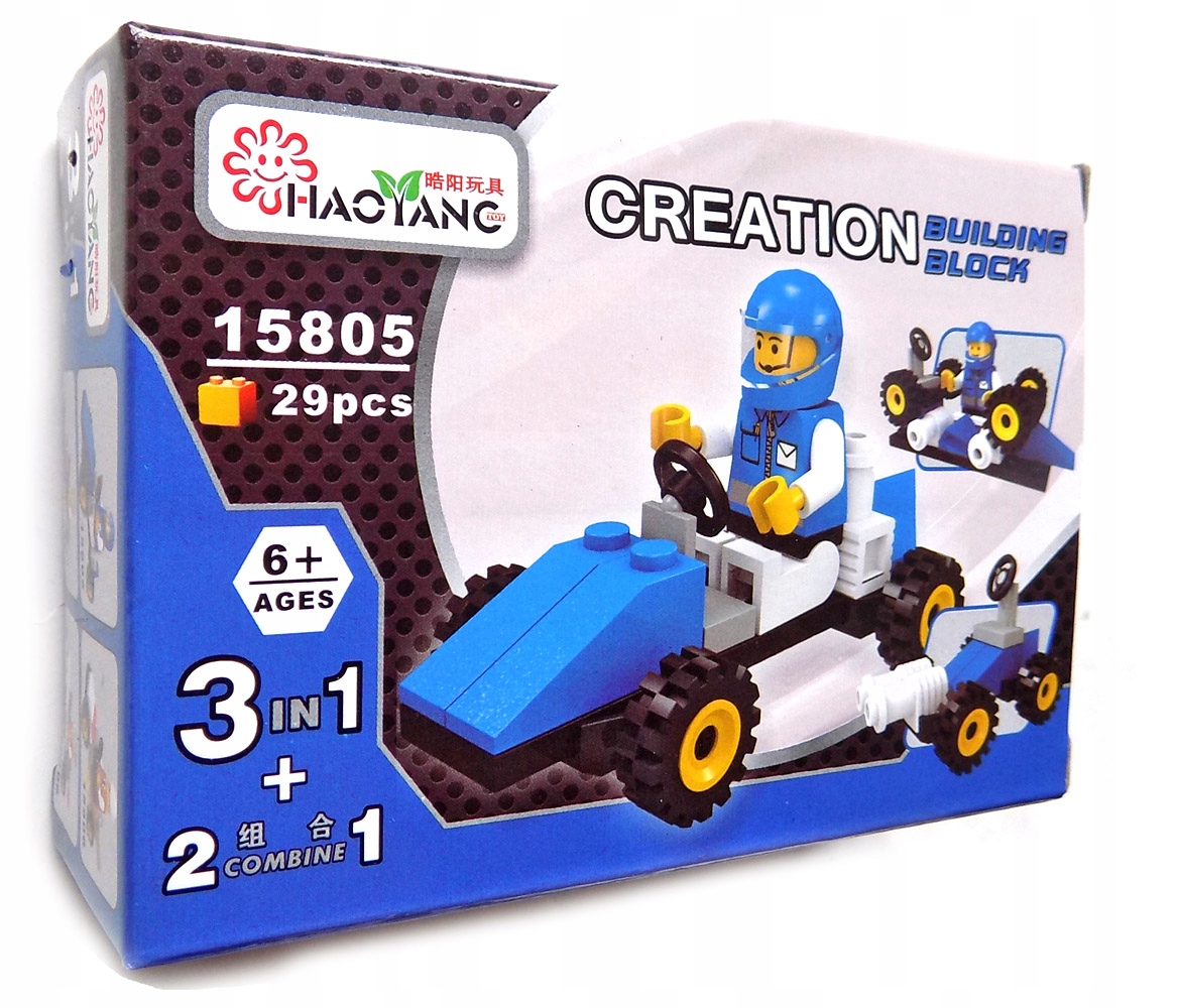 

Klocki do układania Creation autko -niebieskie