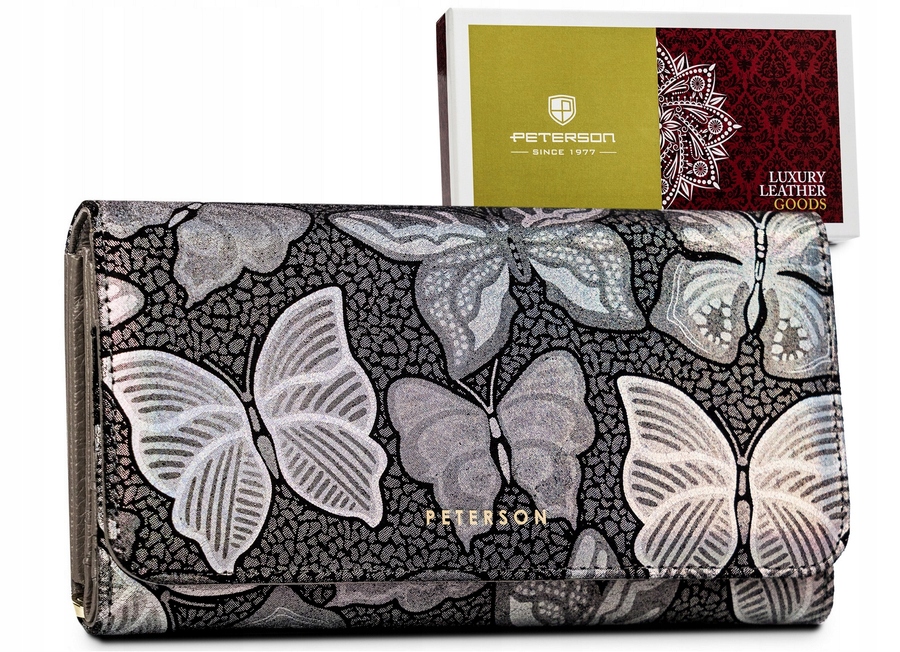 Velká dámská kožená peněženka v horizontální orientaci Peterson