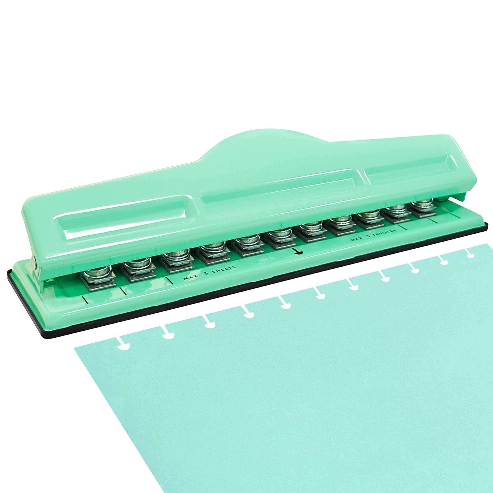 11-otvorový děrovač papíru pro scrapbooking (zelený) Yhdzpkg