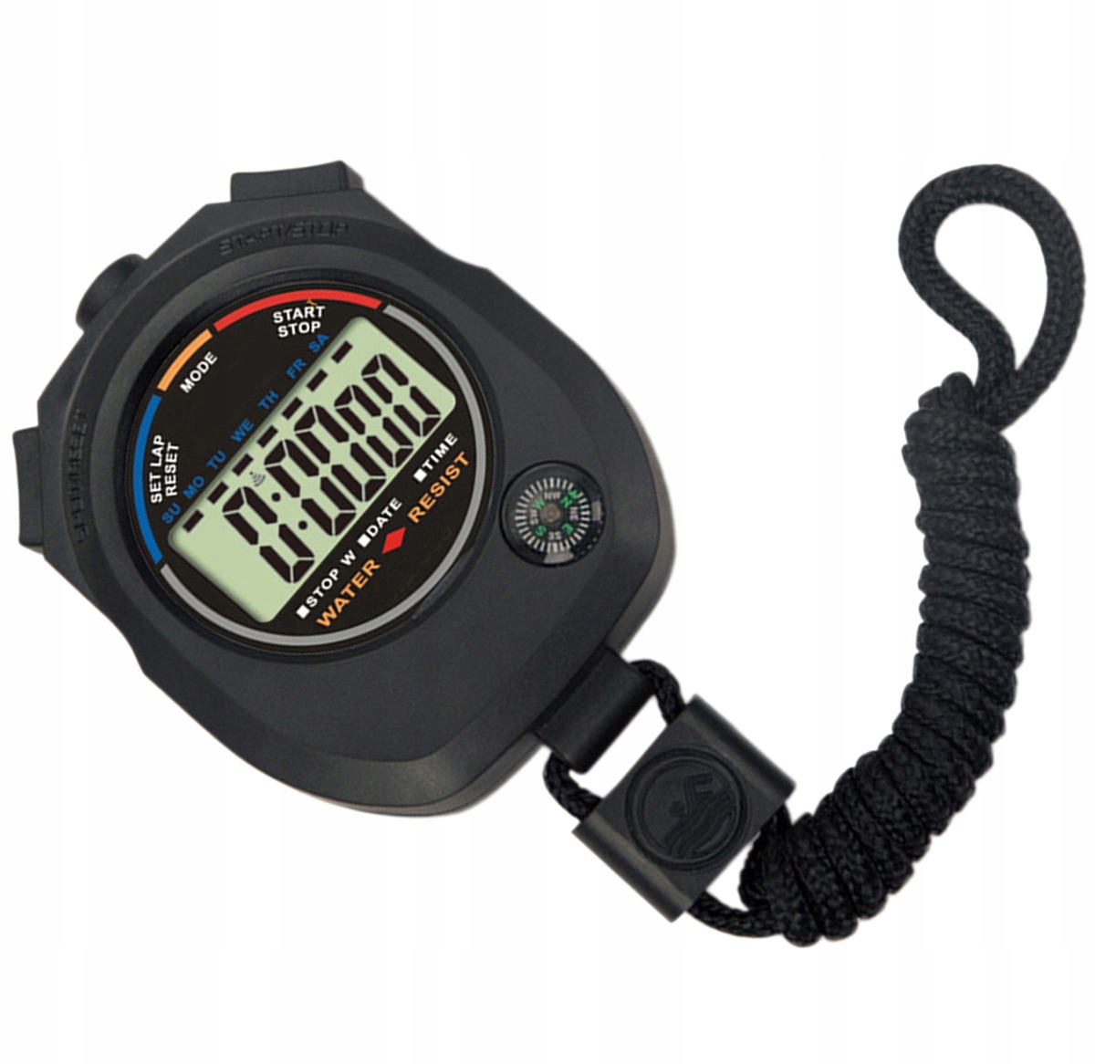 STOPER SPORTOWY LCD CYFROWY WIELOFUNKCYJNY CZAS ZEGAR KOMPAS SZNUREK AG356