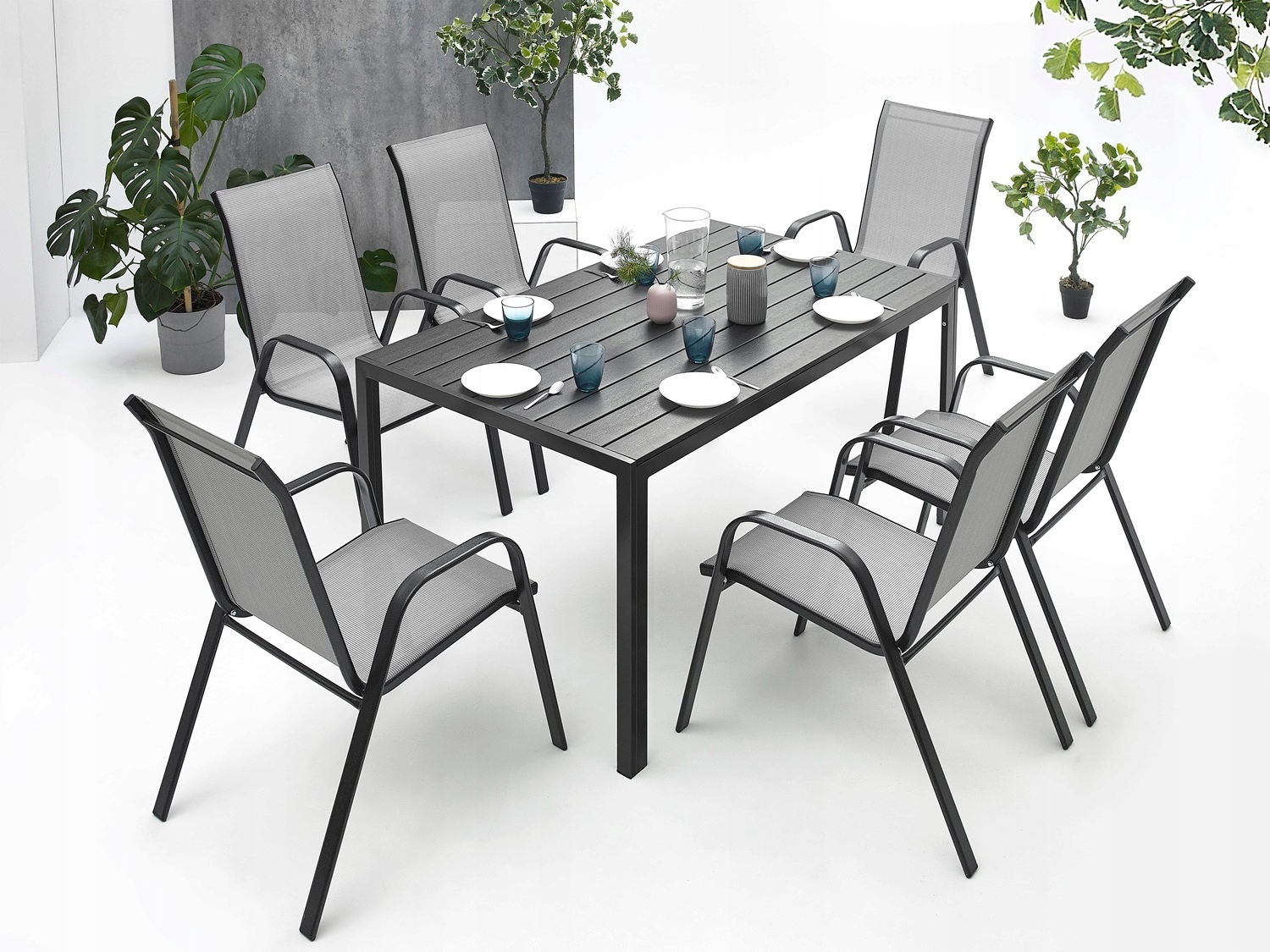 MEBLE OGRODOWE ZESTAW STÓŁ 6+1 NA TARAS BALKON Producent MAT-COMPANY