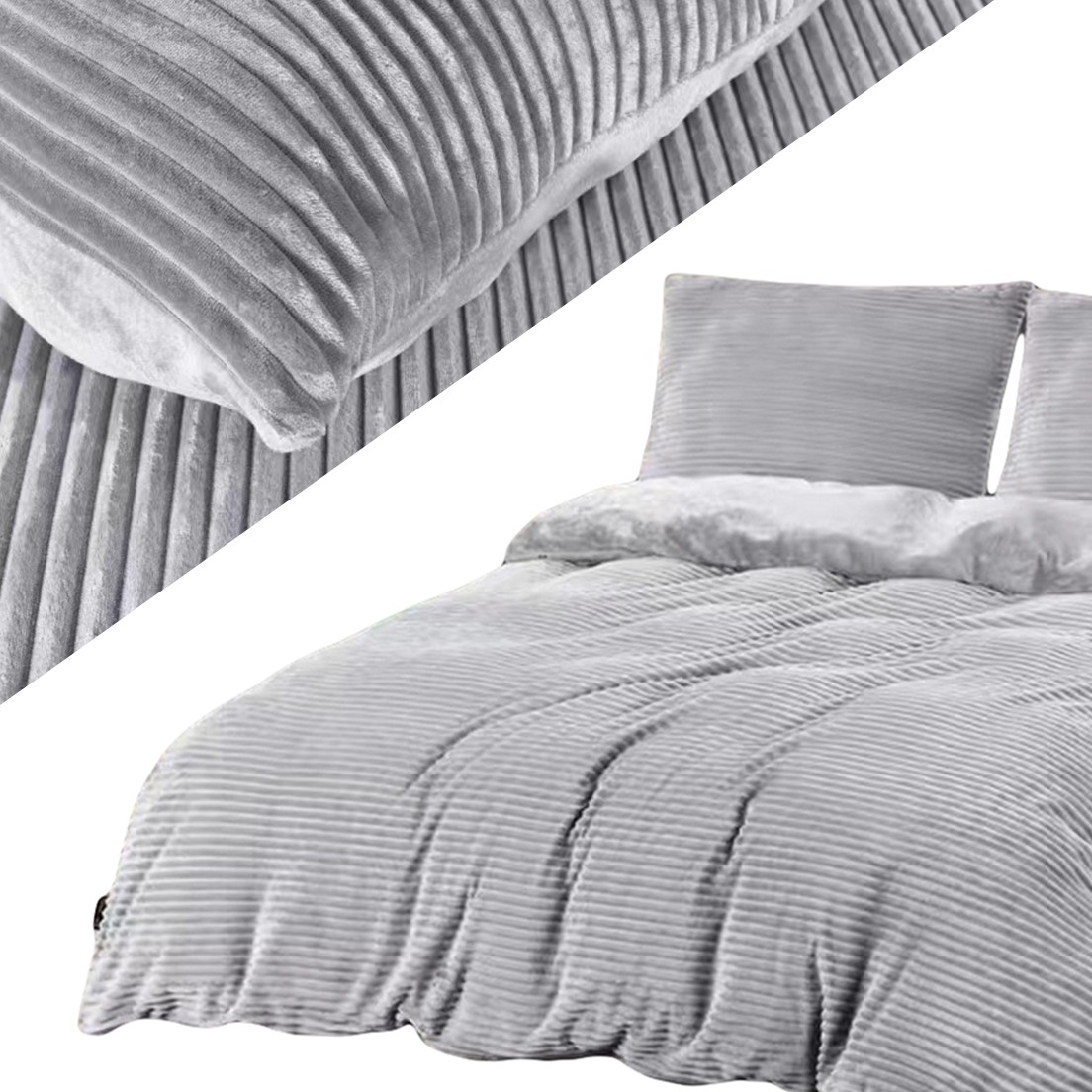 Posteľná Bielizeň Plyšový medvedík 200 x 220 3 dielov Mikrovlákno s pruhmi Hrubá zimná Ayse