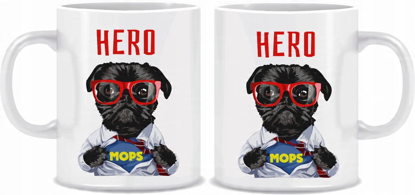 

Kubek Pies Mops bohater na prezent 330ml +kartonik